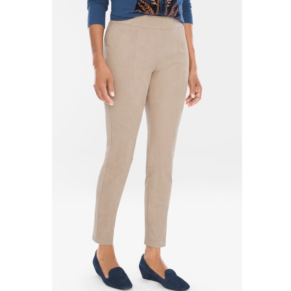 Chico's beige faux suede pull on pant. Style is the Trisha. Size Chicos 3 xl/16 - Picture 2 of 9